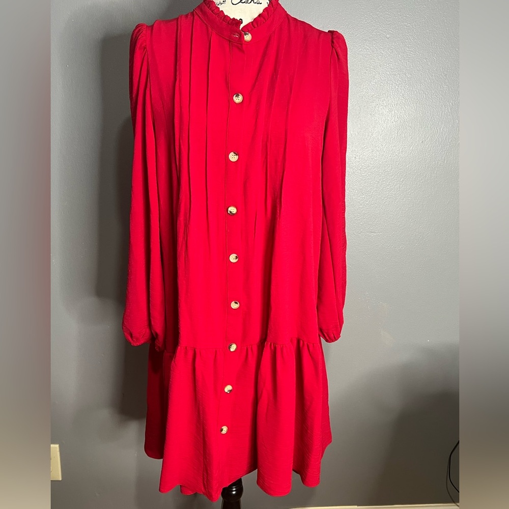 MAIA RED BUTTON FRONT DRESS SZ 8